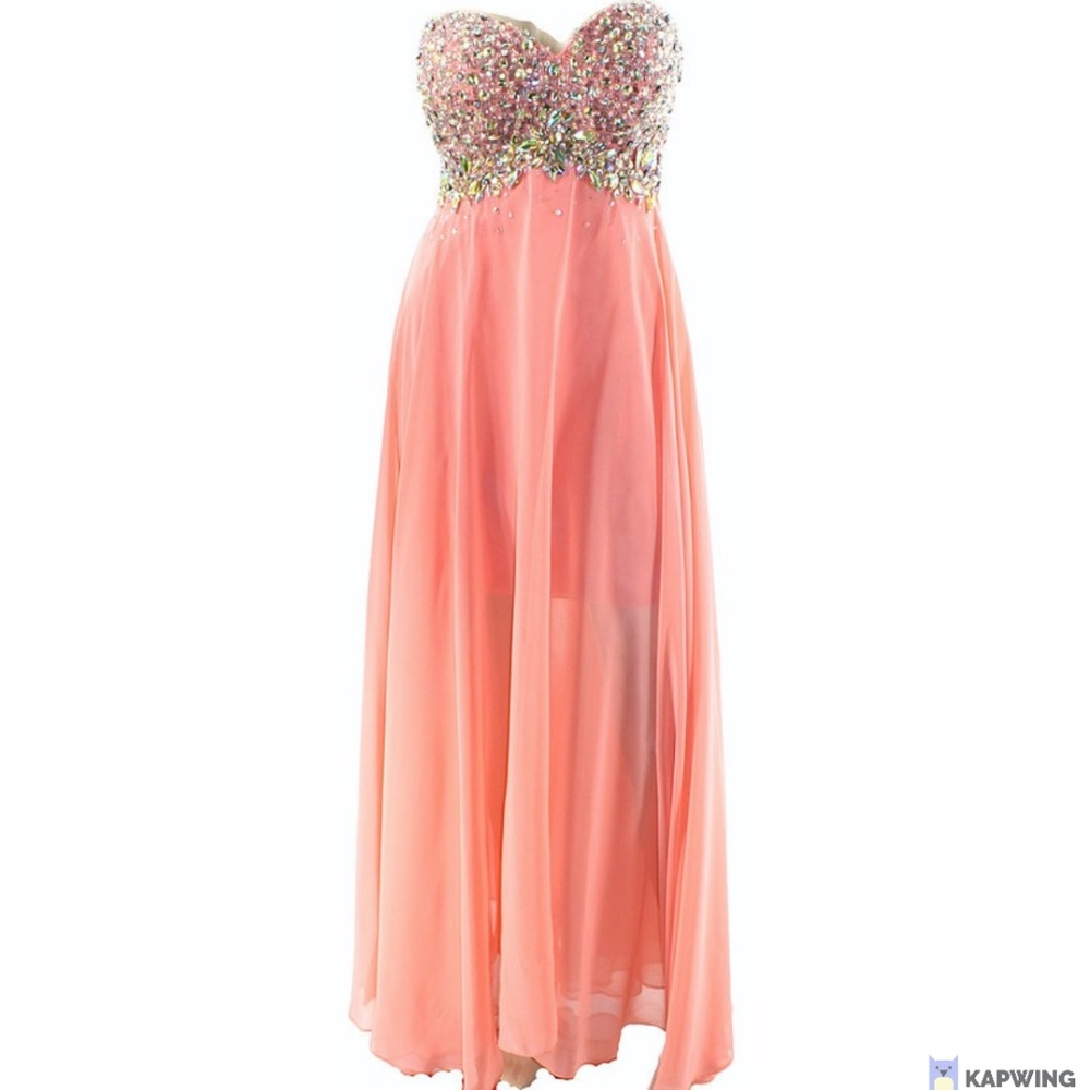 Stunning Coral Strapless Dress